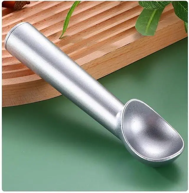 Alt view image 4 of 5 - Multipurpose Heavy Duty Metal Large Ice Cream Scoop with Comfortable Handle and Ergonomic Non-Slip Grip (Short Handle-Silver)