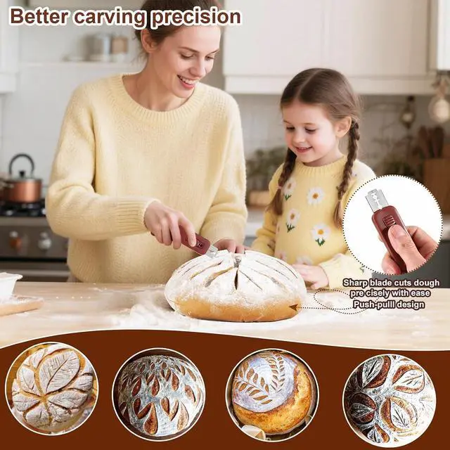 Alt view image 4 of 6 - Bread Lame Dough Scoring Tool, Upgraded Lame Bread Tool, Extractable Sourdough Scoring Tool, Bread Scoring Tool with Magnetic, for Sourdough Bread baking MakingIncludes 5 Bread Razor Blades
