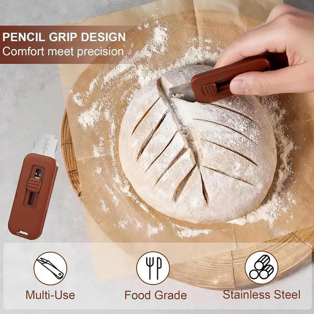 Alt view image 3 of 6 - Bread Lame Dough Scoring Tool, Upgraded Lame Bread Tool, Extractable Sourdough Scoring Tool, Bread Scoring Tool with Magnetic, for Sourdough Bread baking MakingIncludes 5 Bread Razor Blades