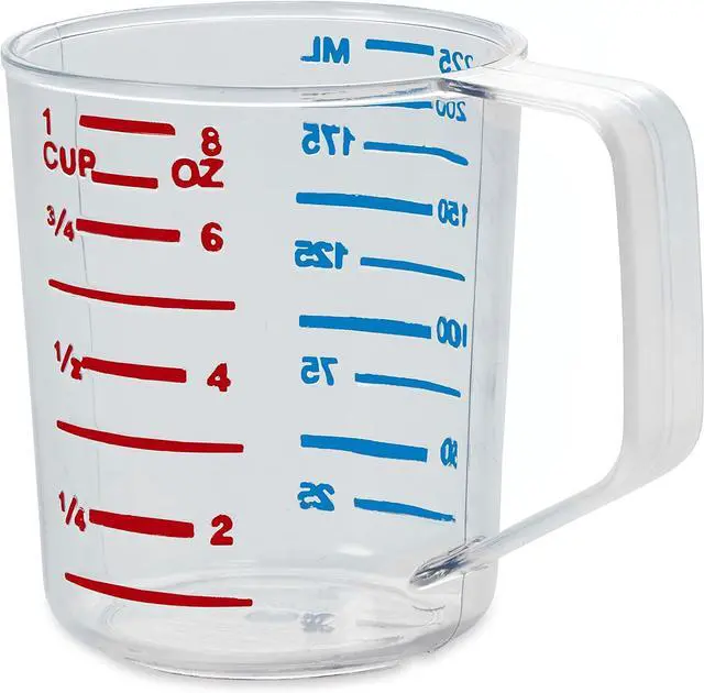 Main image of Rubbermaid Commercial Products Bouncer Clear Measuring Cup, 1-Cup /0.25-Quart, Clear, Strong Food Grade, Easy Read for Liquid/Dry Ingredients, for Home/Professional Kitchen