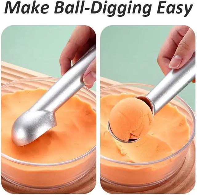 Alt view image 5 of 5 - Multipurpose Heavy Duty Metal Large Ice Cream Scoop with Comfortable Handle and Ergonomic Non-Slip Grip (Short Handle-Silver)