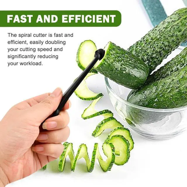 Alt view image 4 of 7 - Kitchen Spiral and V-Shaped Tools, 3 Pack Fruit Shape Cutters | Manual Spiral Slicer Blade Cucumber Cutter, Screw Peelers Kitchens and Dining Tooling