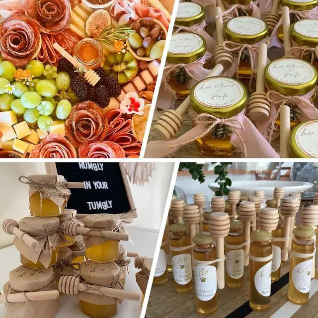 Alt view image 2 of 7 - 30Pcs Honey Dipper Sticks, 3inch Mini Honeycomb Stick, Wooden Honey Dipper | Honey Stirrer Sticks for Honey Jar Dispense Drizzle Honey, Bridal Favors First Birthay Baby Shower Decor on Cakepops