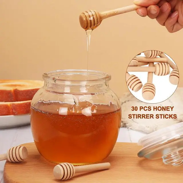 Alt view image 3 of 7 - 30Pcs Honey Dipper Sticks, 3inch Mini Honeycomb Stick, Wooden Honey Dipper | Honey Stirrer Sticks for Honey Jar Dispense Drizzle Honey, Bridal Favors First Birthay Baby Shower Decor on Cakepops