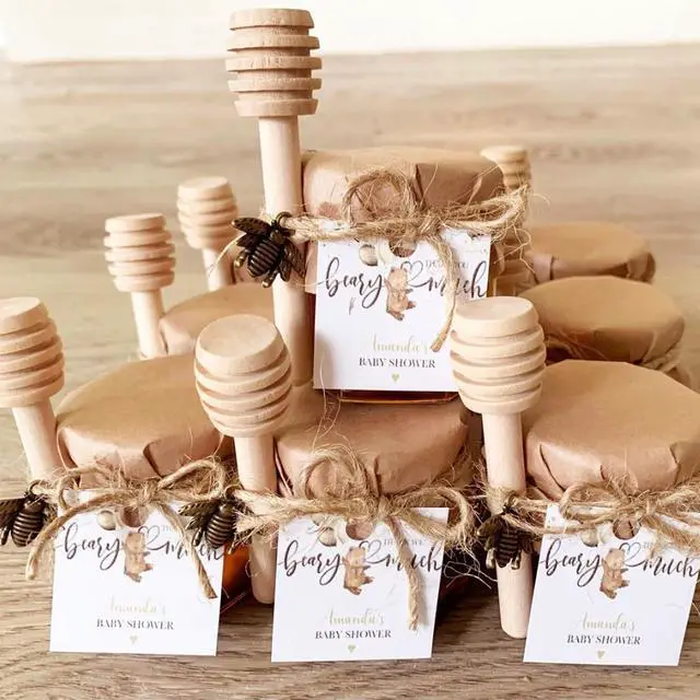 Alt view image 6 of 7 - 30Pcs Honey Dipper Sticks, 3inch Mini Honeycomb Stick, Wooden Honey Dipper | Honey Stirrer Sticks for Honey Jar Dispense Drizzle Honey, Bridal Favors First Birthay Baby Shower Decor on Cakepops