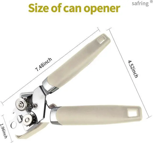 Alt view image 2 of 7 - Safring Can Opener Manual, Handheld Strong Heavy Duty Stainless Steel Can Opener, Comfortable Handle, Sharp Blade Smooth Edge, Can Openers with Multifunctional Bottle Opener, Beige