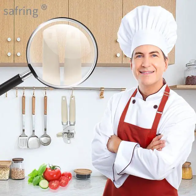 Alt view image 7 of 7 - Safring Can Opener Manual, Handheld Strong Heavy Duty Stainless Steel Can Opener, Comfortable Handle, Sharp Blade Smooth Edge, Can Openers with Multifunctional Bottle Opener, Beige