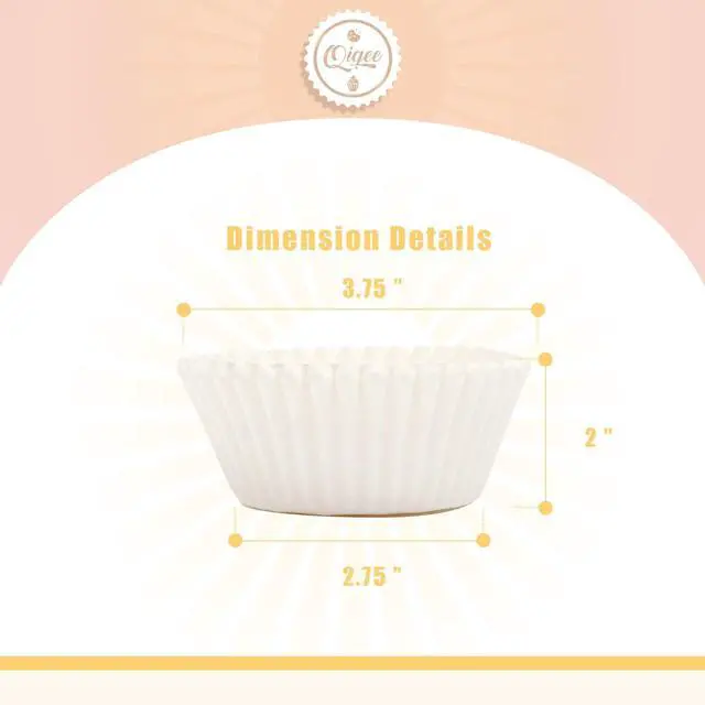 Alt view image 2 of 6 - qiqee White Cupcake Liners, 300 Count, Jumbo Size