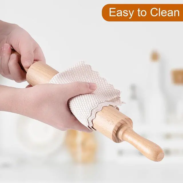 Alt view image 7 of 7 - AISOSO Rolling Pin for Baking, 15.75" Wooden Dough Roller, Light Yellow | Classic Nonstick Roller, Ergonomic Handles, for Pizza,Pie,Pastry, Cookies, Fondant, Practical Daily Kitchen Baking Essentials
