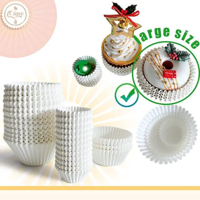 Alt view image 4 of 6 - qiqee White Cupcake Liners, 300 Count, Jumbo Size