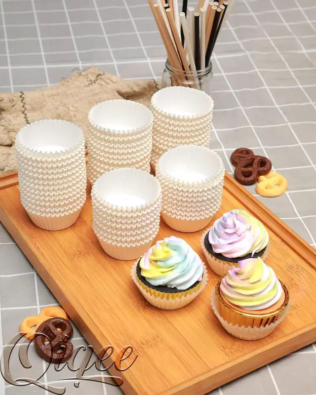 Alt view image 6 of 6 - qiqee White Cupcake Liners, 300 Count, Jumbo Size
