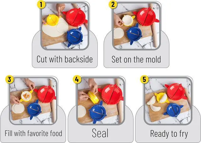 Alt view image 6 of 7 - BTaT- Dough Press Set, 3 Pack, Dumpling, Empanada, Pastry & Turnover Press | Hand Pie Maker, Meat Pie Cutter for Baking Cooking & Kitchen Use