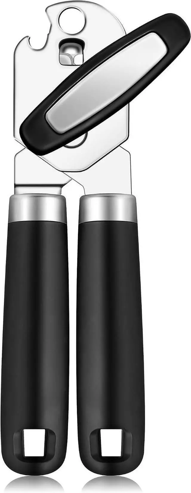 Main image of Rainspire Upgraded Can Opener Manual with Bottle Opener Smooth Edge Cut, Can Opener Heavy Duty, Comfortable Soft Handle, Built-in Bottle Opener, Black