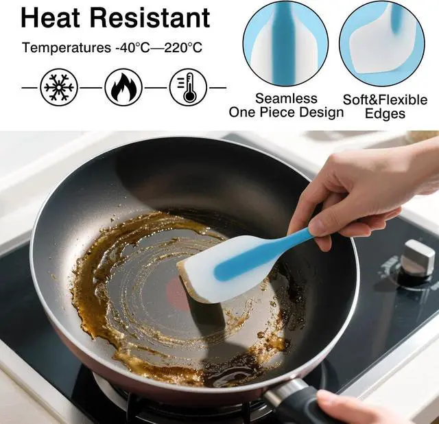 Alt view image 2 of 7 - Silicone Spatula Set 4-Piece Heat-Resistant Flexible Utensils with Stainless Steel Core Premium Food Grade, BPA-Free, Seamless Kitchen Tools Dishwasher Safe, Heavy Duty, Non-Slip Grip