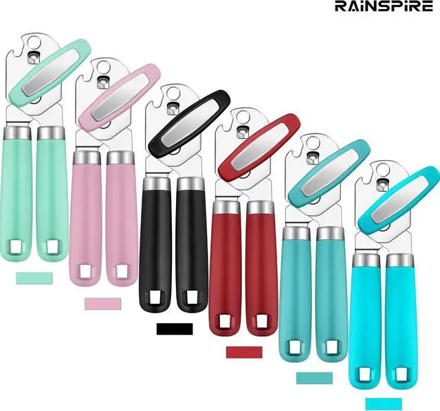 Alt view image 7 of 7 - Rainspire Upgraded Can Opener Manual with Bottle Opener Smooth Edge Cut, Can Opener Heavy Duty, Comfortable Soft Handle, Built-in Bottle Opener, Black