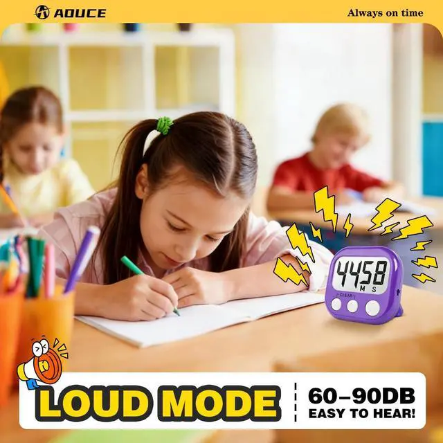 Alt view image 2 of 7 - Digital Timer for Kids Classroom Timers for Teachers 2 Pack Pink Purple | Large Screen, Strong Magnetic, Loud Alarm, Teacher Supplies