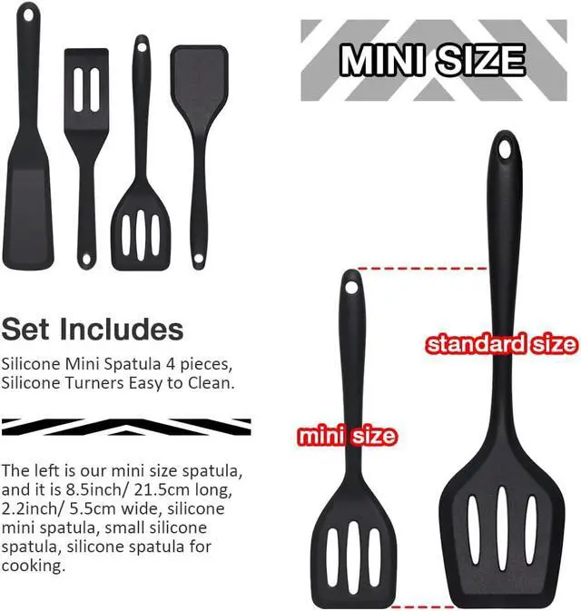 Alt view image 5 of 6 - Silicone Mini Spatula 4PCS, Small Silicone Turners for Kitchen Use | Easy to Clean, Flexible, Reusable, Hangable, Nonstick