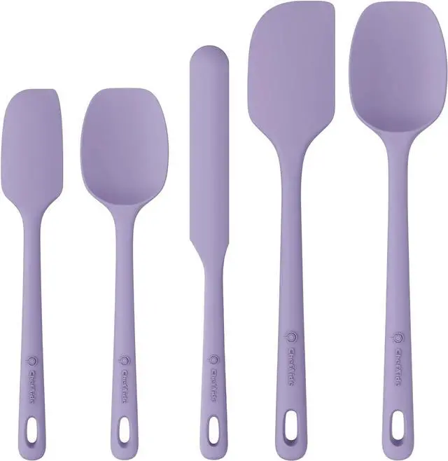Main image of ChefAide 5 Pieces Silicone Spatula Set, Food Grade Rubber Spatula, Upgrade Strong Handle with Ergonomic Grip, Heat Resistant Up to 600°F for Nonstick Cookware, Cooking