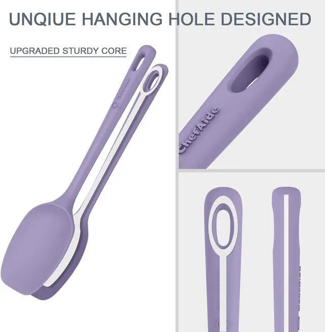 Alt view image 3 of 7 - ChefAide 5 Pieces Silicone Spatula Set, Food Grade Rubber Spatula, Upgrade Strong Handle with Ergonomic Grip, Heat Resistant Up to 600°F for Nonstick Cookware, Cooking