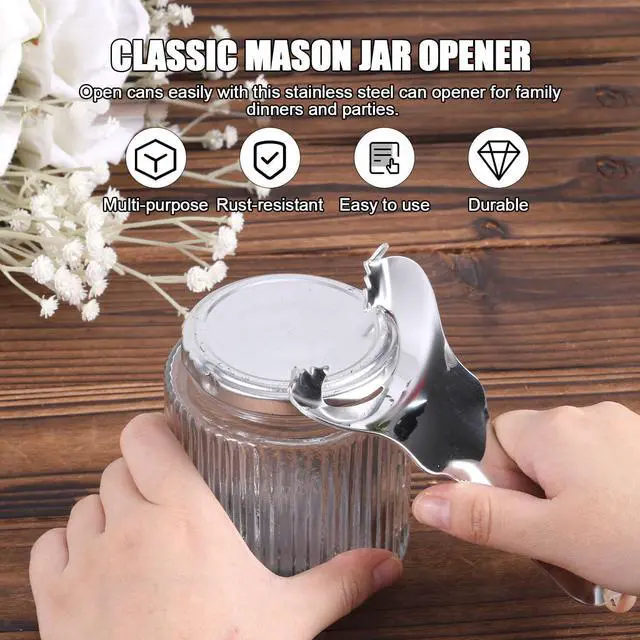 Alt view image 3 of 7 - 2pcs Jar Opener for Mason Jar, Stainless Steel Opener Multifunctional Canning No Lid Dent Or Damage Lid Bottle Handheld Top Remover Tool for People with Weak Hands
