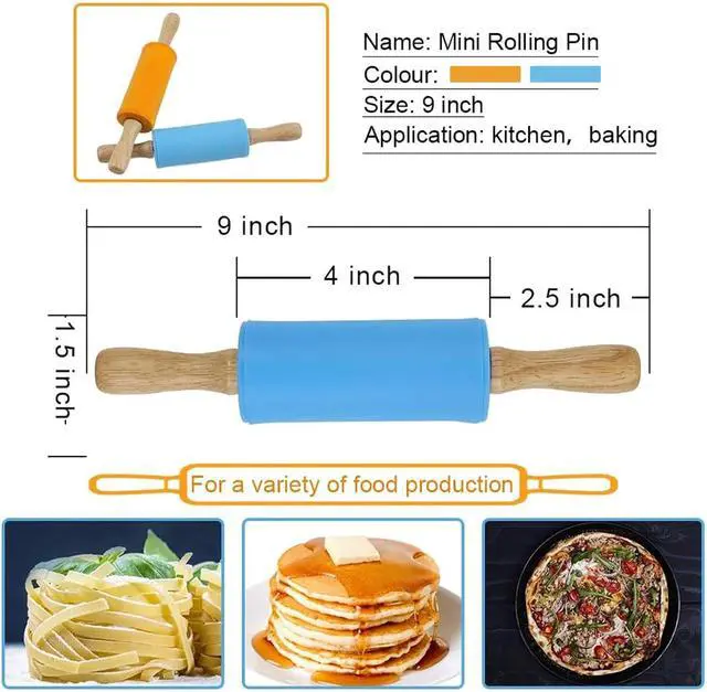 Alt view image 3 of 6 - Koogel 9 Inch Mini Rolling Pin, 2 PCS Wooden Handle Rolling Pin for Kids Dough Rollers for Baking Supplies Home Kitchen