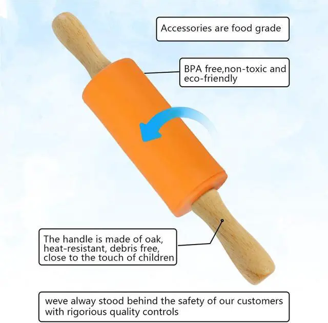 Alt view image 2 of 6 - Koogel 9 Inch Mini Rolling Pin, 2 PCS Wooden Handle Rolling Pin for Kids Dough Rollers for Baking Supplies Home Kitchen