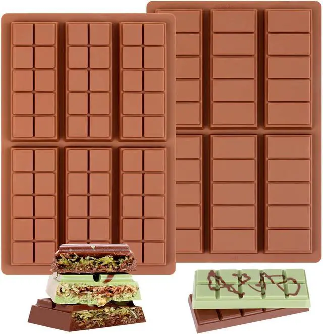 Main image of Chocolate Bar Mold - Non-Stick Silicone Chocolate Molds, Food Grade Dubai Deep Chocolate Bar Mold for Milk Pistachio - Set of 2