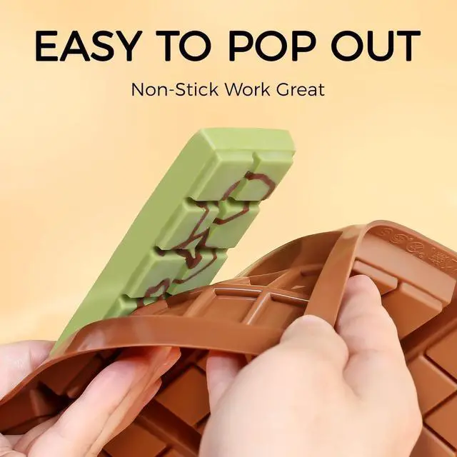 Alt view image 2 of 7 - Chocolate Bar Mold - Non-Stick Silicone Chocolate Molds, Food Grade Dubai Deep Chocolate Bar Mold for Milk Pistachio - Set of 2