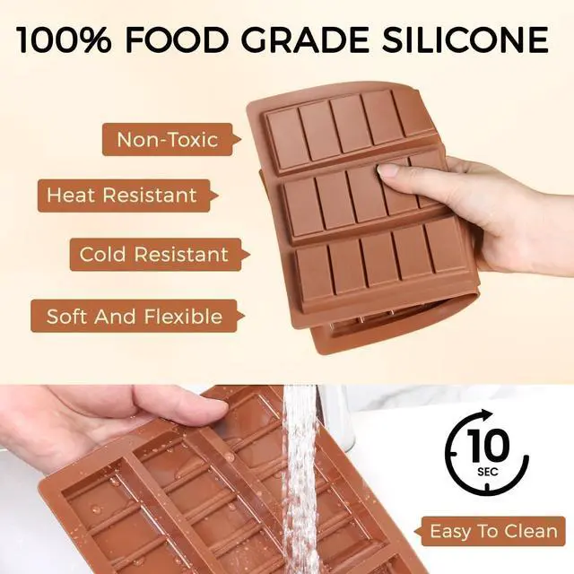 Alt view image 4 of 7 - Chocolate Bar Mold - Non-Stick Silicone Chocolate Molds, Food Grade Dubai Deep Chocolate Bar Mold for Milk Pistachio - Set of 2