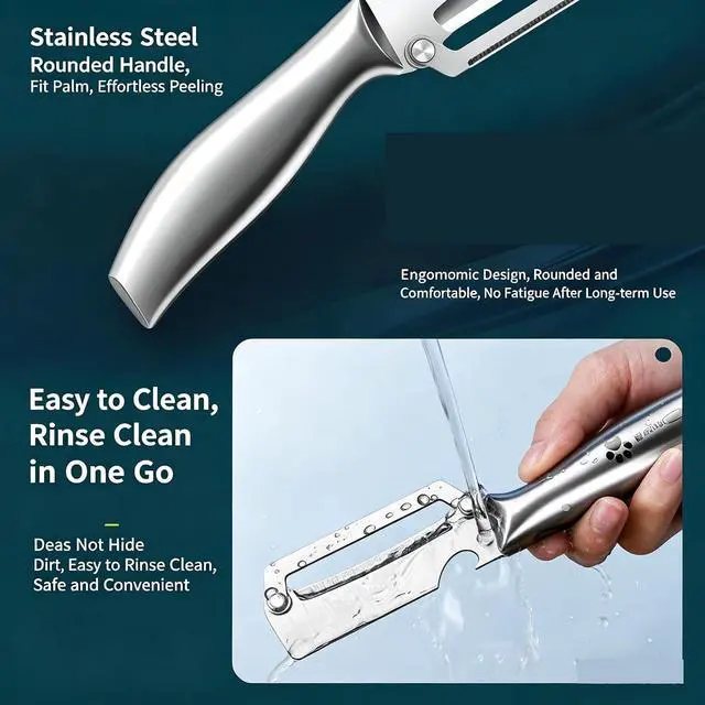 Alt view image 4 of 6 - Stainless Steel Vegetable Fruit Peeler with Bottle Opener - Multifunctional Vegetable Peeler for Kitchen - Bladed Food Peeler