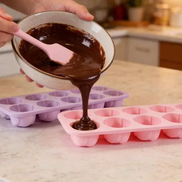 Alt view image 7 of 7 - Rose Silicone Chocolate Molds, 2 Pack 20-Cavity Flower Candy Molds with Spatula, Non-Stick Baking Mold for Chocolate, Gummies, Jelly, Ice Cubes (Rose Flower, Basic Set)