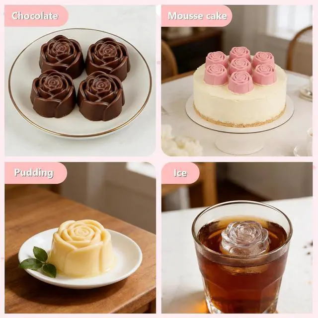 Alt view image 5 of 7 - Rose Silicone Chocolate Molds, 2 Pack 20-Cavity Flower Candy Molds with Spatula, Non-Stick Baking Mold for Chocolate, Gummies, Jelly, Ice Cubes (Rose Flower, Basic Set)