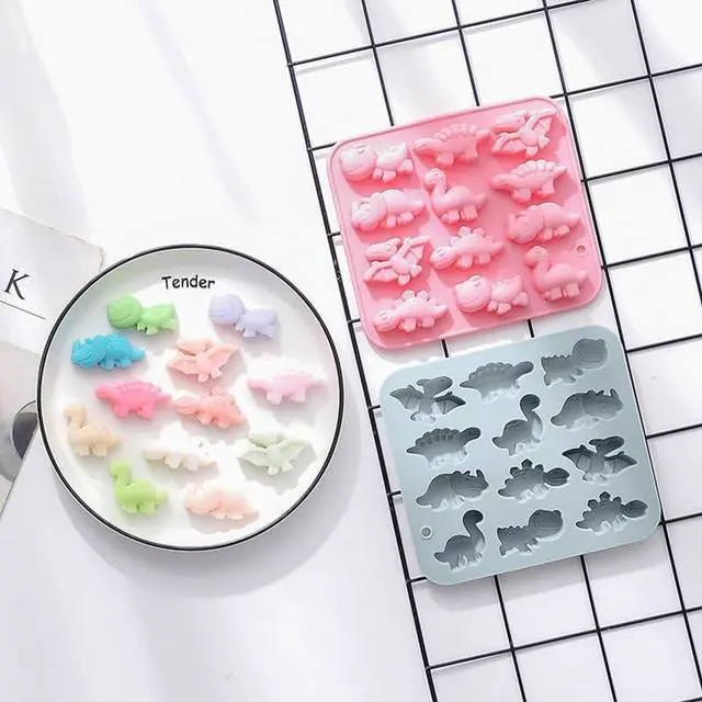 Alt view image 3 of 5 - Silicone Cake Pop Mold Non Stick Fancy Mold Cake Pan 12 Cavity dinosaur shape Candy Cupcake Cornbread Chocolate Brownie Gummy Resin Crafts Cake