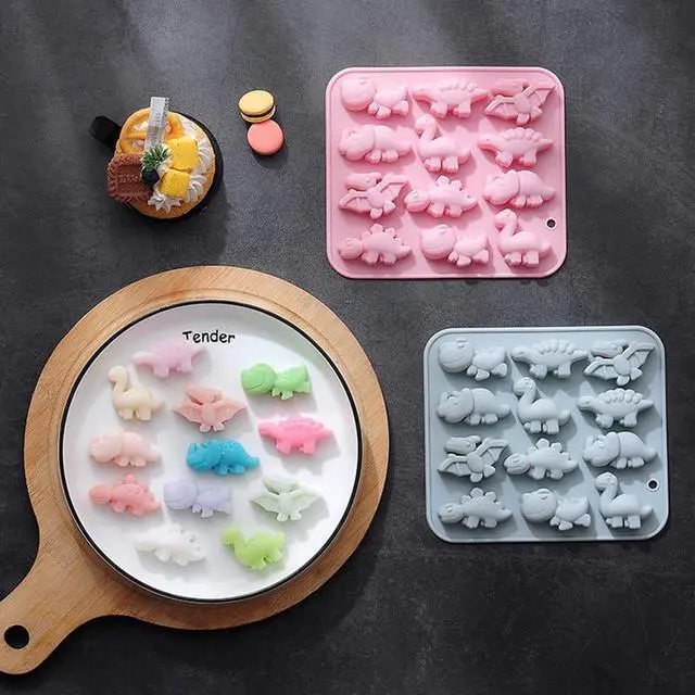 Alt view image 4 of 5 - Silicone Cake Pop Mold Non Stick Fancy Mold Cake Pan 12 Cavity dinosaur shape Candy Cupcake Cornbread Chocolate Brownie Gummy Resin Crafts Cake