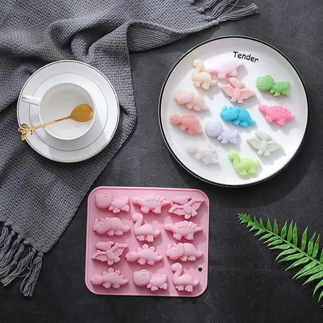 Alt view image 5 of 5 - Silicone Cake Pop Mold Non Stick Fancy Mold Cake Pan 12 Cavity dinosaur shape Candy Cupcake Cornbread Chocolate Brownie Gummy Resin Crafts Cake
