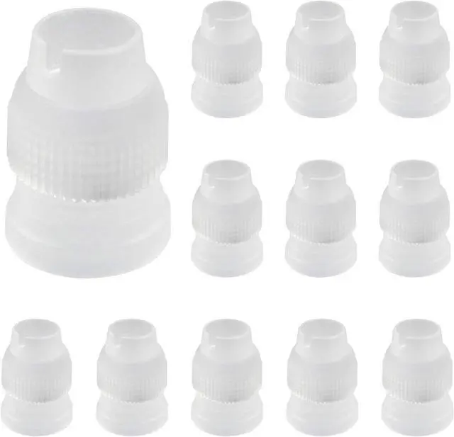 Main image of Clear Piping Bag Couplers, 12Pcs | Small Pipe Tip Coupler, Plastic Standard Couplers for Icing Nozzles, 32 x 23mm/1.26 x 0.9 Inch