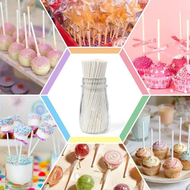 Alt view image 7 of 7 - EcoDispose 100 Pcs 6 Inch White Paper Lollipop Sticks, Dia 3.5 mm | Cake Pop Sticks, Paper Sucker Sticks, for Cupcake Toppers, Homemade Candy, Chocolate, Dessert