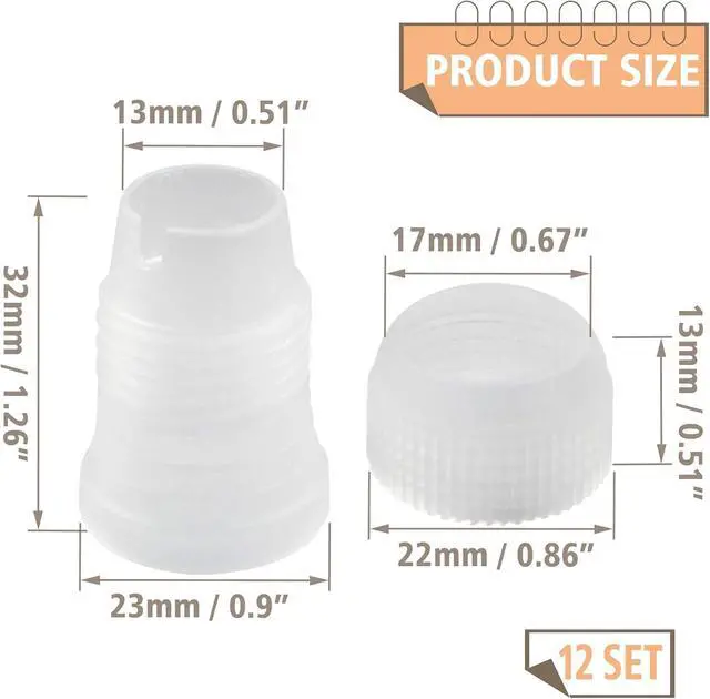 Alt view image 2 of 5 - Clear Piping Bag Couplers, 12Pcs | Small Pipe Tip Coupler, Plastic Standard Couplers for Icing Nozzles, 32 x 23mm/1.26 x 0.9 Inch
