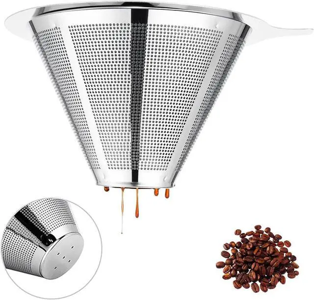 Main image of Pour Over Coffee Maker,Coffee Filter,Slow Drip Paperless Stainless Steel Cone Coffee Dripper(1 Cup) Mini