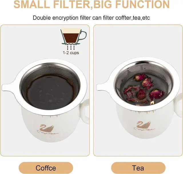 Alt view image 5 of 7 - Pour Over Coffee Maker,Coffee Filter,Slow Drip Paperless Stainless Steel Cone Coffee Dripper(1 Cup) Mini