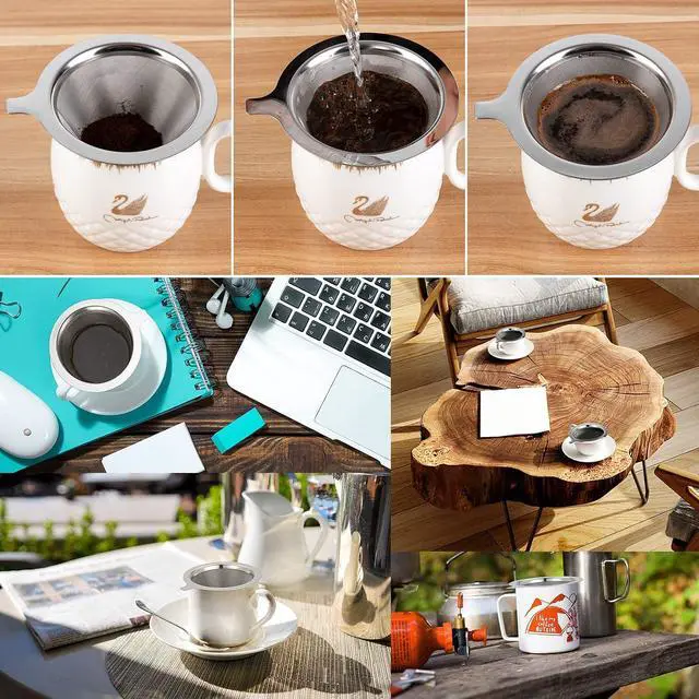 Alt view image 6 of 7 - Pour Over Coffee Maker,Coffee Filter,Slow Drip Paperless Stainless Steel Cone Coffee Dripper(1 Cup) Mini