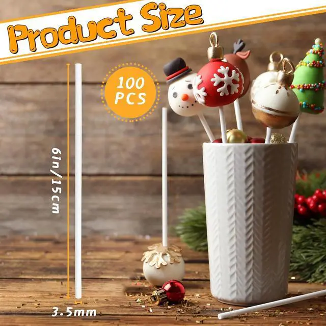 Alt view image 2 of 7 - 100 Pcs 6-Inch White Lollipop Sticks,Lollipop Paper Treat Stick,Paper Sucker Sticks for Cupcake Toppers,Homemade Candy,Chocolate,Dessert(Dia 3.5mm)