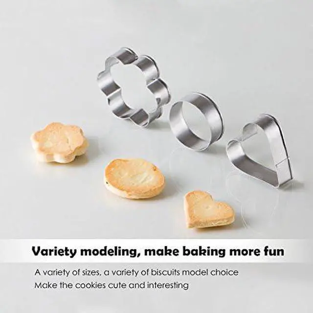 Alt view image 7 of 7 - Metal Cookie Cutters Set- Heart, Star, Round, Flower - 12Pcs Cookie Cutters - Heart Star Cookie Cutter Round Small Cutter Flower Cookie Cutter for Baking