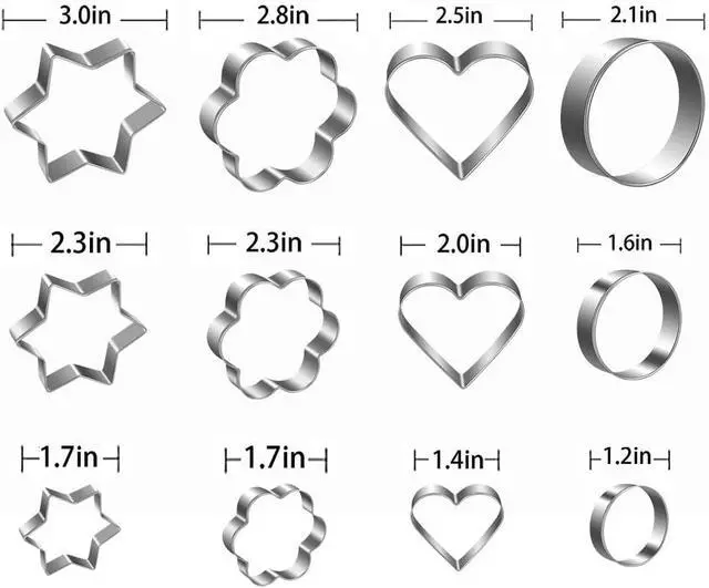 Alt view image 6 of 7 - Metal Cookie Cutters Set- Heart, Star, Round, Flower - 12Pcs Cookie Cutters - Heart Star Cookie Cutter Round Small Cutter Flower Cookie Cutter for Baking