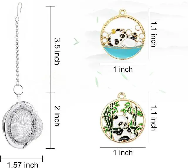 Alt view image 2 of 7 - 2Pcs Tea Infuser,2.1 Tea Ball with Panda Pendant,Tea Steeper,Tea Strainer | Stainless Steel,Tea Diffuser for Filtering Tea,Tea Infusers for Loose Tea, for Flavoring Herbal Spices and Seasonings
