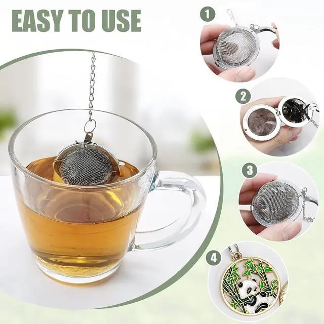 Alt view image 3 of 7 - 2Pcs Tea Infuser,2.1 Tea Ball with Panda Pendant,Tea Steeper,Tea Strainer | Stainless Steel,Tea Diffuser for Filtering Tea,Tea Infusers for Loose Tea, for Flavoring Herbal Spices and Seasonings