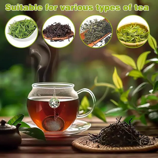 Alt view image 7 of 7 - 2Pcs Tea Infuser,2.1 Tea Ball with Panda Pendant,Tea Steeper,Tea Strainer | Stainless Steel,Tea Diffuser for Filtering Tea,Tea Infusers for Loose Tea, for Flavoring Herbal Spices and Seasonings