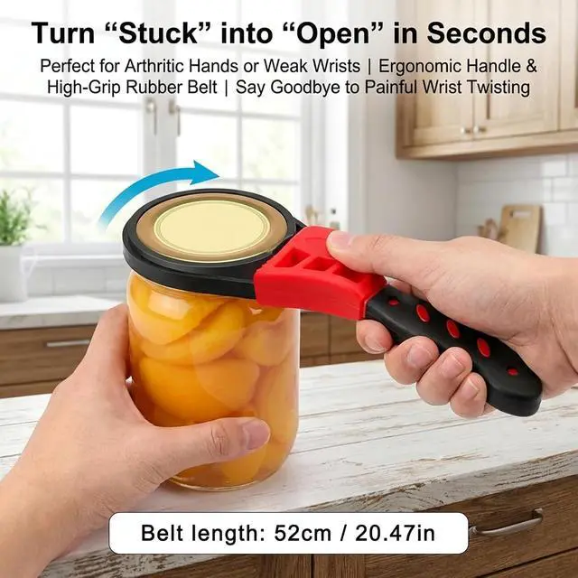 Alt view image 6 of 7 - Jar Opener, Adjustable Bottle and Jar Opener for Weak Hands, Multifunctional Belt Wrench Can Open Tool, No-n Slip Rubber Strap Wrench for Plumbing,Sink,Faucet(COLOR:red)