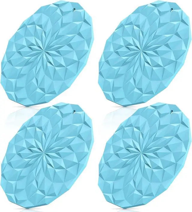Main image of ME.FAN Silicone Trivet Mats - 4 Pack Pot Holders - 7.4'' Thickened Hot Pads for Hot pots, Pans and Dishes, Heat Resistant Silicone Trivet for Table and Counter Top Blue