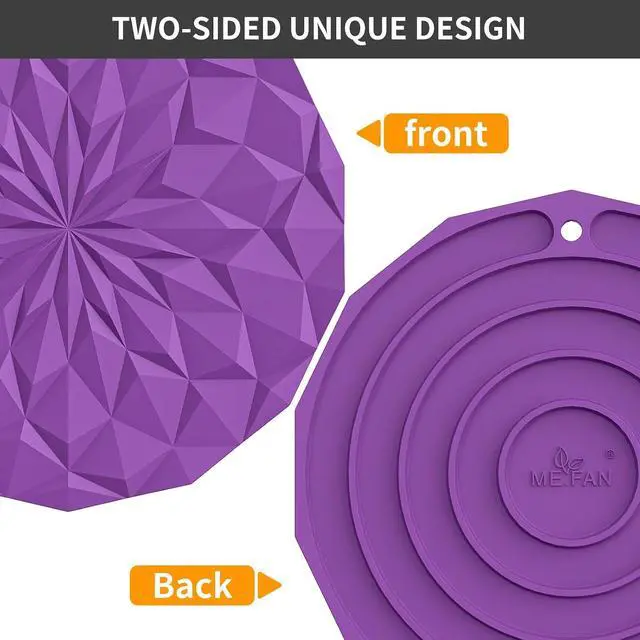 Alt view image 4 of 7 - ME.FAN Silicone Trivet Mats - 4 Pack Pot Holders - 7.4'' Thickened Hot Pads for Hot pots, Pans and Dishes, Heat Resistant Silicone Trivet for Table and Counter Top Blue